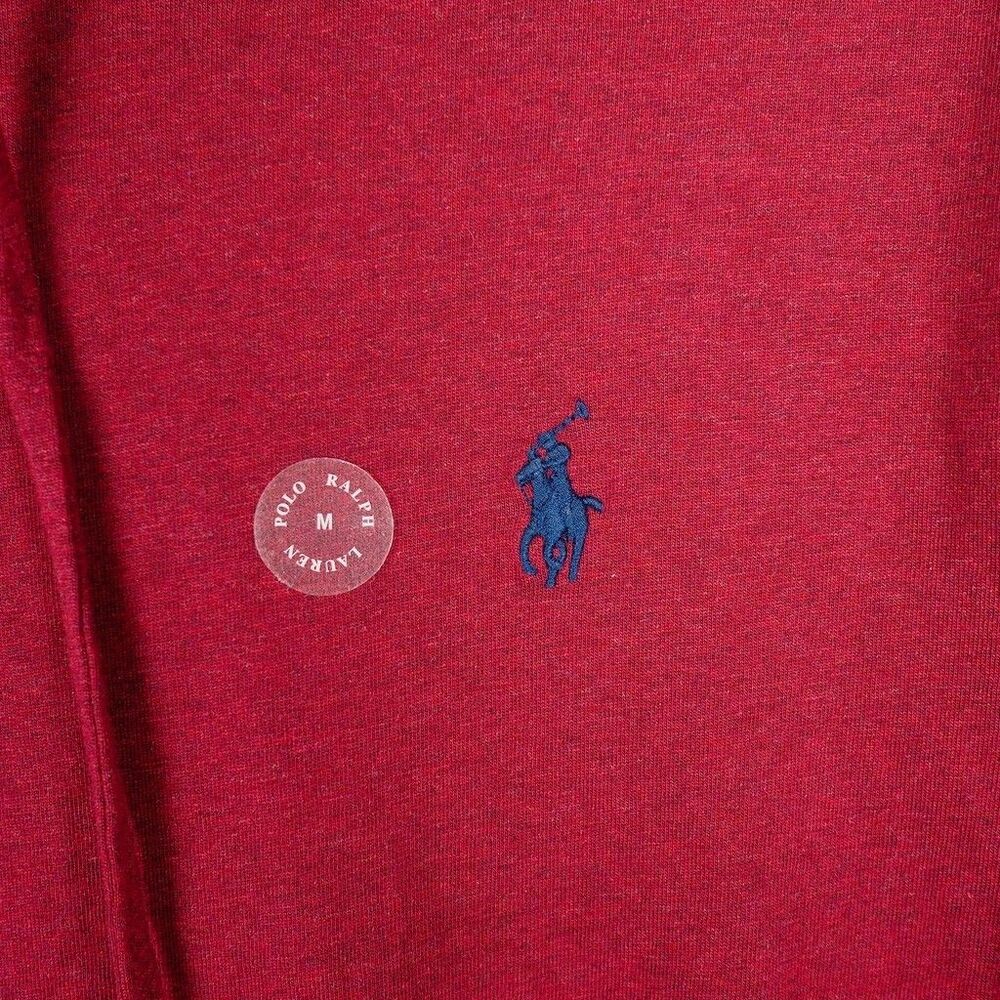 Polo Ralph Lauren Red Jersey Hooded T-Shirt Mens Medium Embroidered Pony - Picture 2 of 10